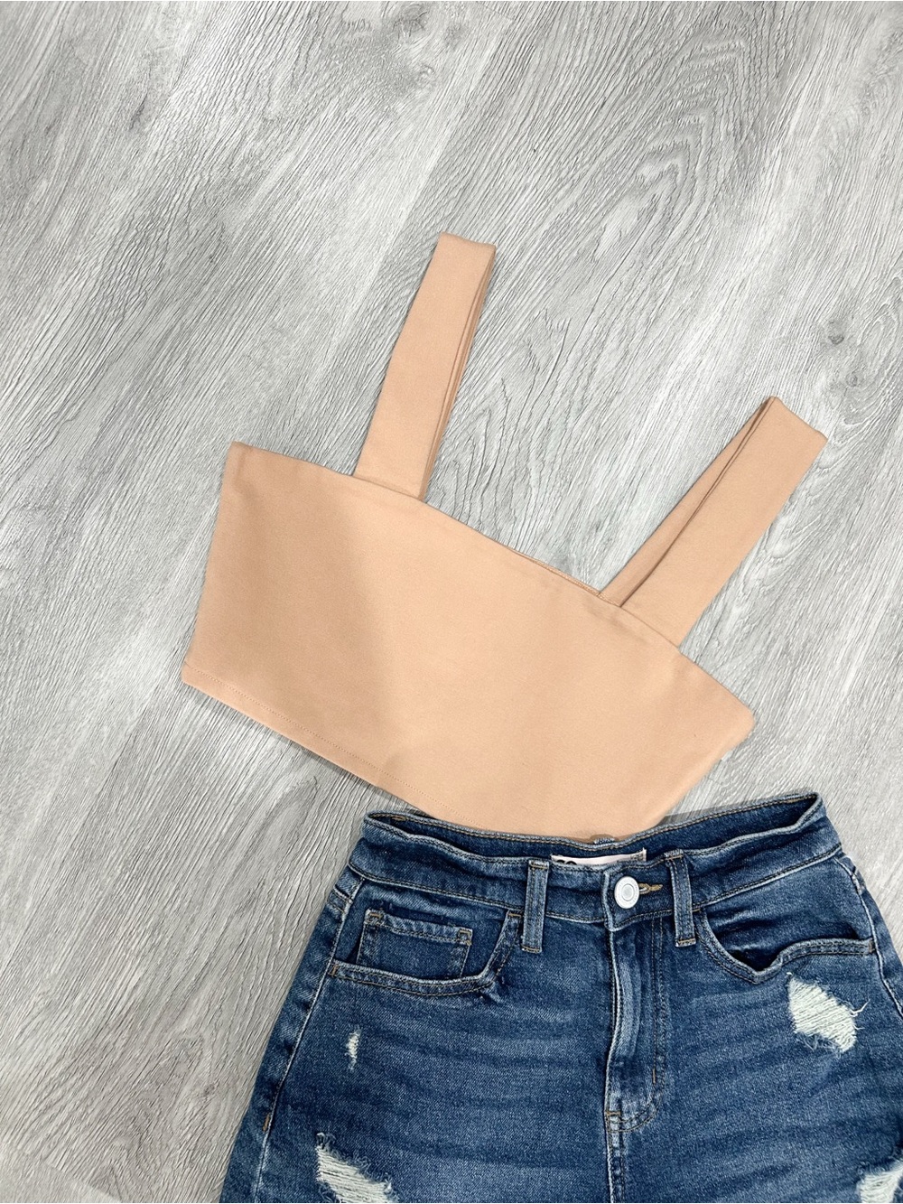 Zara Peach Square Neck Crop Top